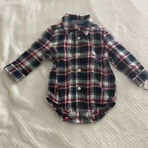 OshKosh B'gosh Red and Blue Plaid Onesie